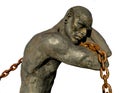 Slave Carrying a Chain, Isolated on White Background Royalty Free Stock Photo