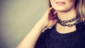 Woman having chain around neck Royalty Free Stock Photo