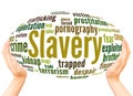 Slavery word cloud hand sphere concept