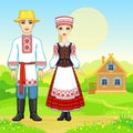 Slavic beauty. Animation portrait of the Belarusian family in national clothes.