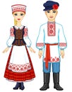 Slavic beauty. Animation portrait of the Belarusian family in national clothes.