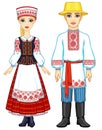 Slavic beauty. Animation portrait of the Belarusian family in national clothes. Royalty Free Stock Photo