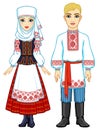 Slavic beauty. Animation portrait of the Belarusian family in national clothes.