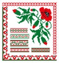 Slavic ethnic ornament with a red poppy