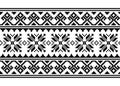 Ukrainian, Belarusian cross-stitch vector seamless pattern, monochrome long retro ornament inpired by folk art - Vyshyvanka