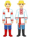 Slavic people. Animation portrait of the Russian and Belarusian man in traditional clothes.
