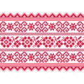 Ukrainian, Belarusian folk art vector seamless pattern with flowers, long cross-stitch ornament inpired by folk art - Vyshyvanka