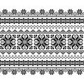 Ukrainian, Belarusian folk art vector seamless pattern, long cross-stitch ornament inpired by folk art - Vyshyvanka