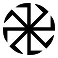 Slavic slavonis symbol Kolovrat sign sun icon black color illustration flat style simple image