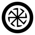 Slavic slavonis symbol Kolovrat sign sun icon black color vector illustration simple image