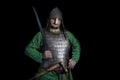 slavic viking age warrior in armor with sword Royalty Free Stock Photo