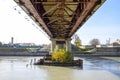 The bridge across the river Protoka in the city of Slavyansk-on-