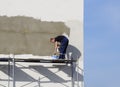 Plasterers Builders plastered wall in a commercial building. Wor Royalty Free Stock Photo