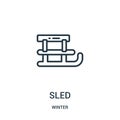 sled icon vector from winter collection. Thin line sled outline icon vector illustration. Linear symbol for use on web and mobile Royalty Free Stock Photo