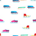 Sled, Winter Activity Vector Seamless Pattern Royalty Free Stock Photo