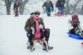 Sledding Down the Hill Royalty Free Stock Photo