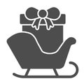 Sledge with gifts line and solid icon. Christmas Santa Claus sleigh outline style pictogram on white background. Sleigh