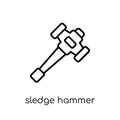 Sledge hammer icon. Trendy modern flat linear vector Sledge hammer icon on white background from thin line Construction collection