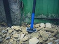 Sledge hammer and rubble Royalty Free Stock Photo