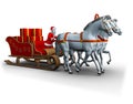 Sledge of Santa whith three white horses Royalty Free Stock Photo