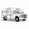 Sleek Ambulance Line Art On White Background