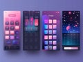 Sleek application interface design concept showcasing four distinct mobile UI screens Royalty Free Stock Photo