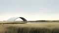 Sleek Architectural 3d Render Of A Minimalist Bridge Emerging From Dune Field