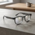 Sleek Augmented Reality Glasses with Visible Circuitry on a Modern Concrete Surface Royalty Free Stock Photo