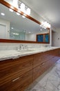 Sleek bathroom with double vanity cabinet