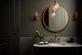 Sleek Bathroom sink mirror design. Generate Ai Royalty Free Stock Photo
