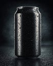Chilled Black Beverage Can with Water Droplets Royalty Free Stock Photo
