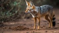 A black-backed jackal scavenging for food created with Generative AI