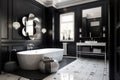 Sleek Black bathroom interior. Generate Ai Royalty Free Stock Photo