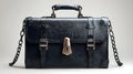 sleek black briefcase with metallic accents and chain strap, perfect for professionals Royalty Free Stock Photo