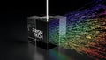 Prism Tech Cube Emitting Rainbow Circuit Board Data Stream Royalty Free Stock Photo