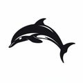 Sleek Black Dolphin Logo On White Background