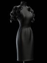 A sleek black dress with a high collar and mesh sleeves with velvet roses cascading down the back. Gothic art. AI