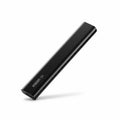A sleek, black electronic device resembling a USB flash drive or portable storage unit.