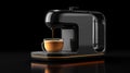 Sleek Black Espresso Machine Brewing Coffee Royalty Free Stock Photo