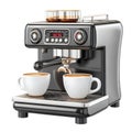 A sleek, black espresso machine prepares two cups of coffee Royalty Free Stock Photo