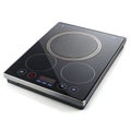 Sleek Black Induction Cooktop with Touch Controls on White Background Royalty Free Stock Photo