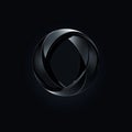 Sleek black intertwined ribbon design on dark background