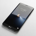 Sleek Black LG Smartphone Displaying Time and Crescent Moon Wallpaper on White Surface Royalty Free Stock Photo