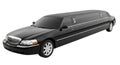 Sleek black luxury stretch limousine isolated on white background Royalty Free Stock Photo