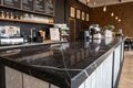 Black marble bar countertop with empty space Royalty Free Stock Photo