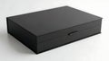 Sleek Black Presentation or Gift Box on White Background Royalty Free Stock Photo