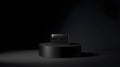 Sleek Black Product on Minimalist Pedestal Royalty Free Stock Photo