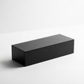 Sleek black rectangular box with a lid casting a subtle shadow on a white surface container Royalty Free Stock Photo