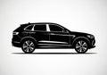 Sleek black suv in side profile view captured in a high-contrast artistic rendering Royalty Free Stock Photo