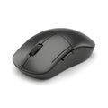 A sleek black wireless computer mouse rests on a white background Royalty Free Stock Photo